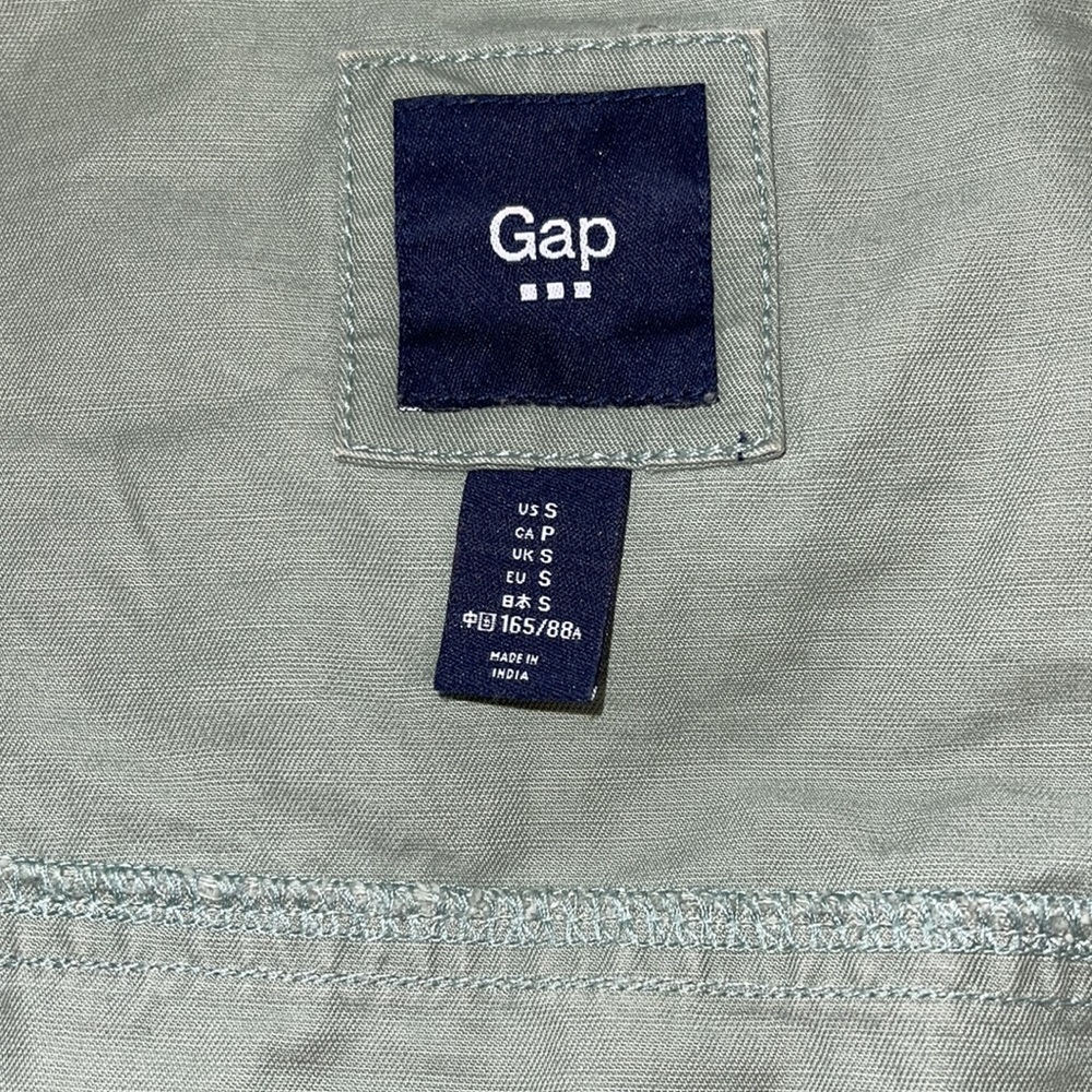 GAP Women’s Khaki Green Short Utility Douglas Fir Denim Jacket Size Small - Picture 10 of 12